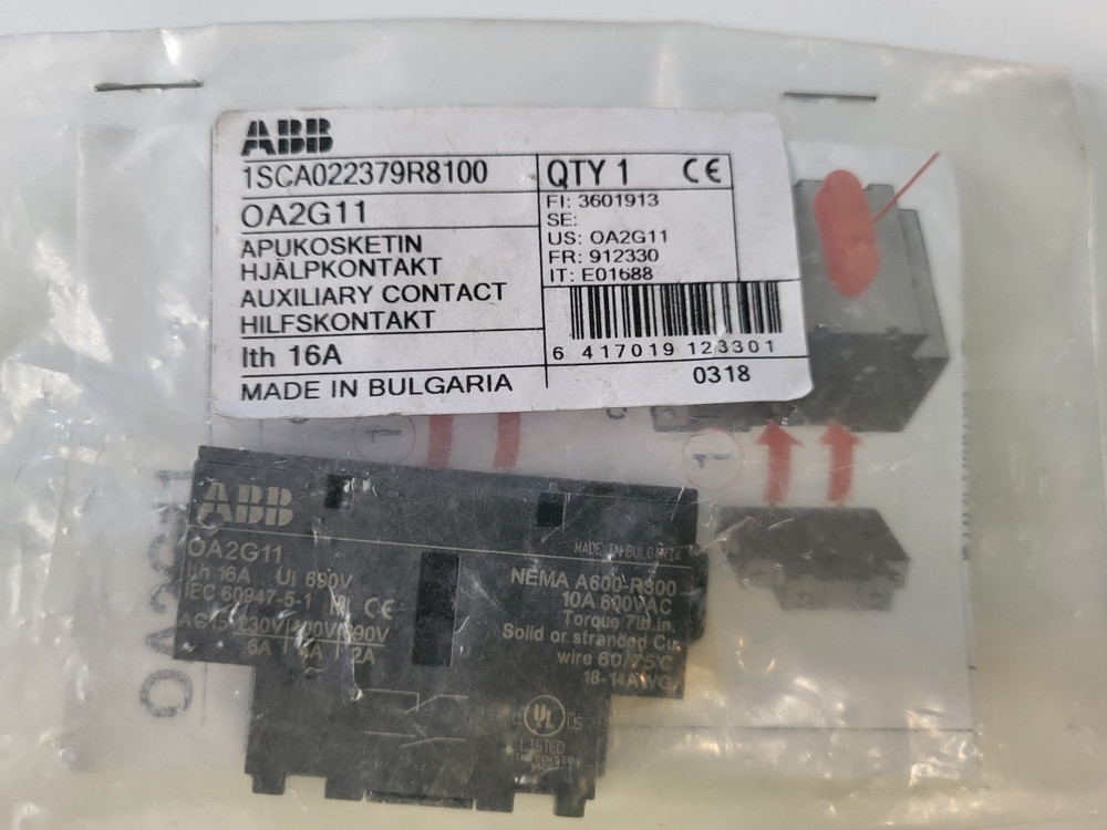 ABB OA2G11 Auxiliary Contact 1SCA022379R8100 16A Made in Bulgaria New