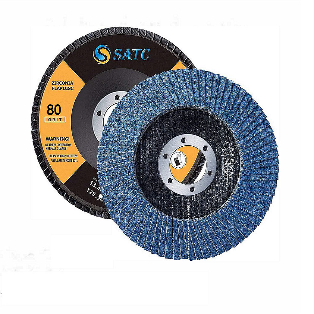 SATC 10PCS 4.5″(115mm) x 7/8″(22.23mm) Arbor Flap Discs for Polishing P80 Type29