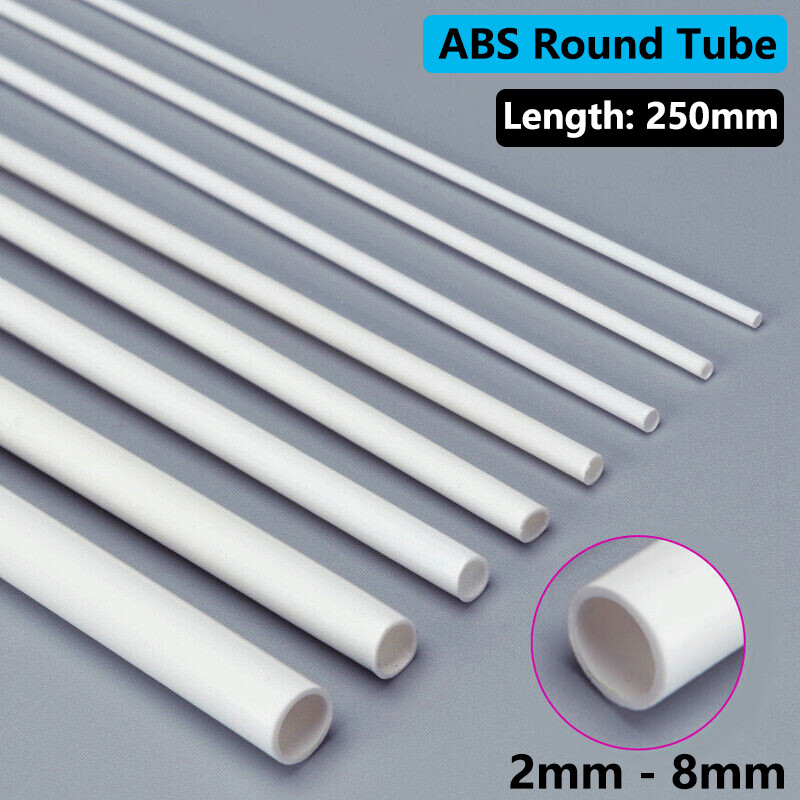 White ABS Round Hollow Tube 2mm-8mm Styrene Plastic Pipe DIY Model Crafts 250mm