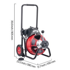 100ft 3/8″ Drain Cleaner Machine Electric Drain Auger Auto Feed W/ Cutters