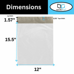 100 PCS 12×15.5 WHITE POLY MAILERS ENVELOPES BAGS 12 x 15.5 – 2.5MIL