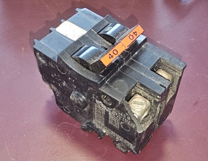 Federal Pacific NA240 40A 2 Pole 240v Thick Circuit Breaker -Red Handle- Chipped