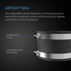 Noise Reduction Clamp, 6-Inch Rubber Duct Coupler with Stainless Steel Clamps