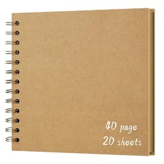 DIY Scrapbook Album 7×7 Inch, Hardcover Kraft Paper 7 Inch 40 Pages, Khaki