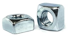 Zinc Plated Grade 2 Steel Square Nuts – Four-Sided Nuts – Coarse – Select Size