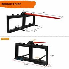 Hay Bale Spear Skid Steer Tractor Loader Quick Tach Attachment Moving Hay Bale
