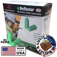 Radians FP90 Deflector Green Earplugs Uncorded NRR33 50 pairs/Box