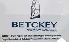 BETCKEY 4″ x 2″ Barcode Shipping Labels. 2 Rolls, for Zebra, Rollo