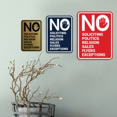 Portrait Round No Soliciting No Politics No Religion No Sales No Flyers
