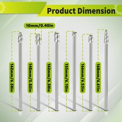 10mm Rotary Aluminum Cut Burr 6mm 1/4″ Shank 150mm Long Reach Carbide Burs 6pcs