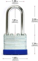 Lot of 36 Piece 40mm Laminated Pad Locks Keyed the Same Alike Long Shackle