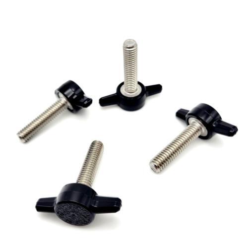 M6 x 25mm Clamping Thumb Screw Bolts with Black Butterfly Tee Wing Knob 4 Pack