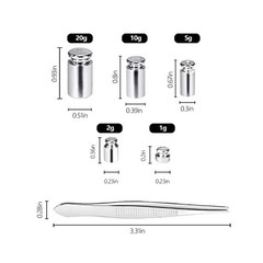 GRAM PRES Calibration Weight Set,1g 2g 5g 10g 20g with Tweezers for Small
