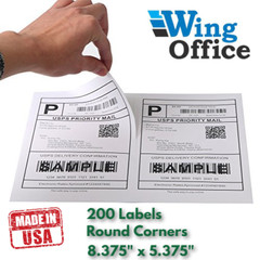 Wing Office – 200 – Shipping Labels – 8.375″ x 5.375″ – Self Adhesive – USA Made