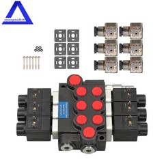 3 Spool,13 GPM, Hydraulic Monoblock Solenoid Directional Control Valve 12V DC