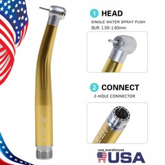 NSK Style Dental High Speed Handpiece PANA-MAX Turbine 2 Hole Borden Golden