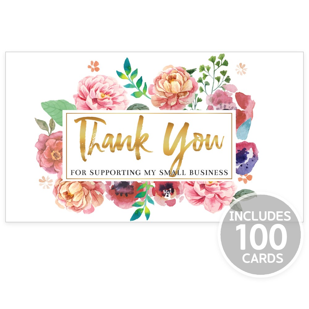Thank You Cards Small Business (3.5 x 2 Inches – 100 pcs, 300GSM) by Modern 5th