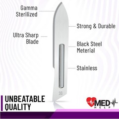 100 Sterile Disposable Scalpel Blades Size 36 for Medical and Craft Use