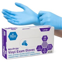 NitriPride Nitrile-Vinyl Blend Gloves,Large 100-Powder,Latex Free,Rubber Free