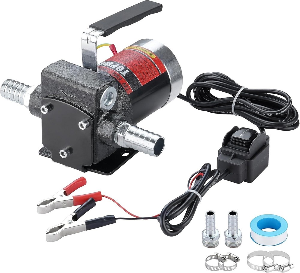 DC Gasoline Fuel Pump 3.7GPM Self-priming Oil Transfer Pump With Handle, Reversi