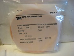 3M POLISHING FILM DISCS 591X 5XNH .5 MIC CERIUM OXIDE NON-PSA 50 DISCS PER PACK