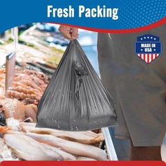 2000 Gray T-Shirt Bags 1/6 12″ x 6.5″ x 21″, Plastic Grocery Shopping Bags