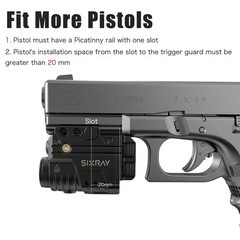 SIXRAY Green Beam and Flashlight for Pistol, Laser Light Combo
