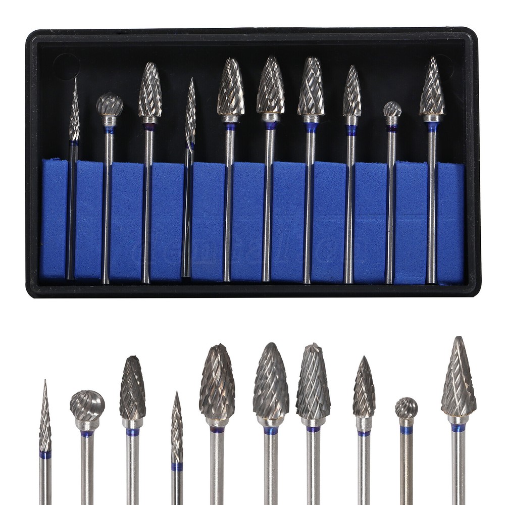 Tungsten Carbide Cutter HP Kit Dental Beauty Burs Lab Drill Polisher Tool 10 Pcs