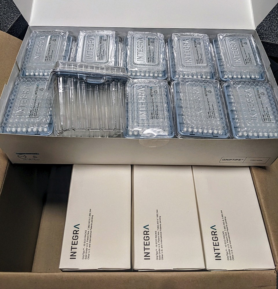 4 Cases Integra 1250ul GripTip 3445 Pre-Sterilized 10 ECO Racks of 96tips