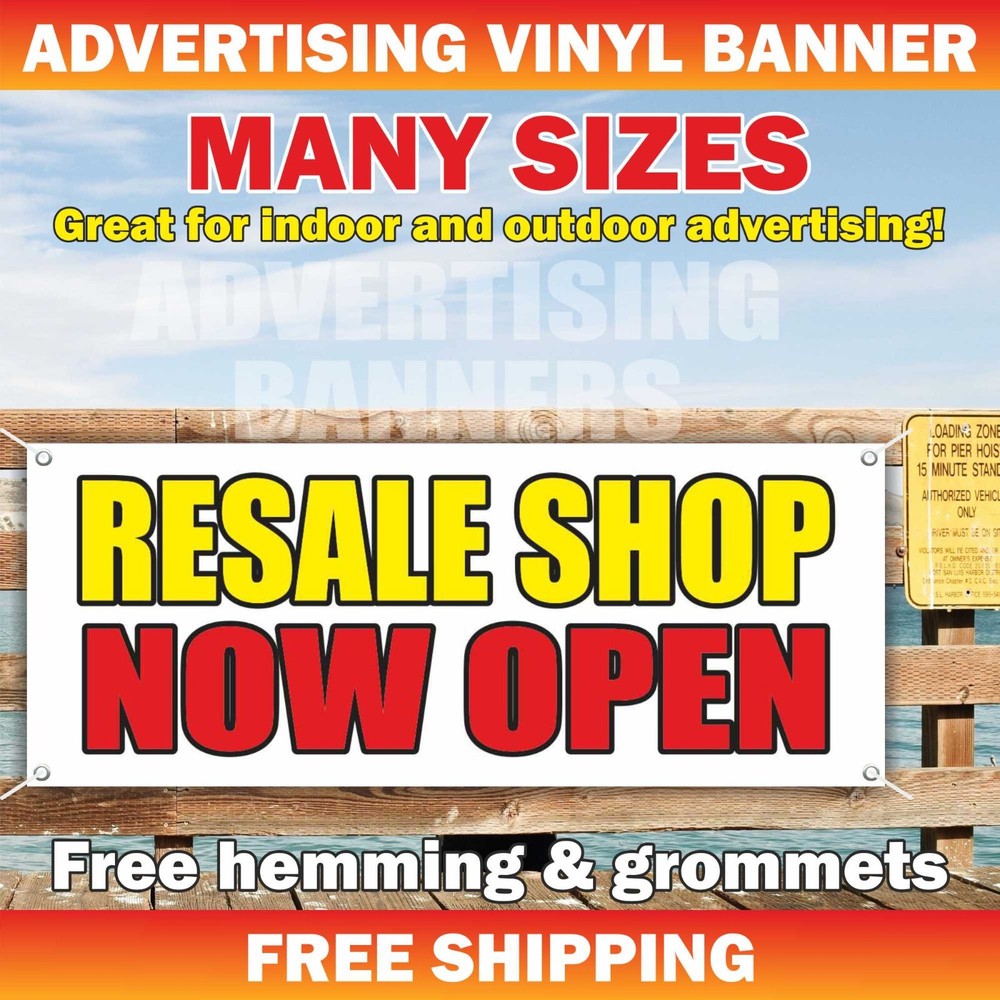 RESALE SHOP NOW OPEN Advertising Banner Vinyl Mesh Sign Custom Business Name