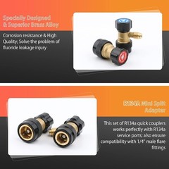 Professional R134a Quick Coupler Set with Adjustable High/Low Adapters 1/4″ SAE