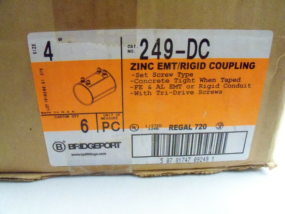 Lot of 6 Bridgeport 249-DC 4″ Zinc Diecast Set Screw Coupling