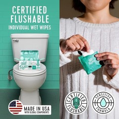 Flushable Wipes, Individually Wrapped, Travel Friendly, Unscented with Cucumb…