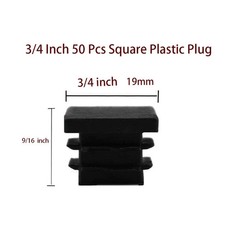 50 Pack 3/4 Inch Square Plastic Plug Tubing End Caps Chair Glide Insert