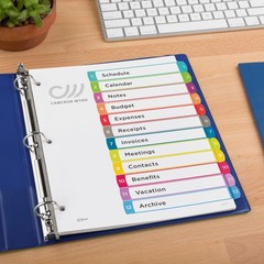 Avery Dividers for 3 Ring Binders, 12 Tabs per Set, One Size, Multicolor
