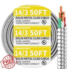 huanchain 14/3 MC cable 50ft 3x14awg