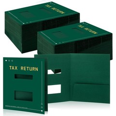 100 Pcs Green Tax Return Folders Bulk 9 x 11.25 Inches Income Tax Organizer w…