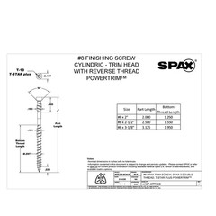 #8 X 3-1-1/8 In. Exterior / Interior Trim Head Wood Composite Screws Powertrim T