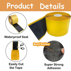 4 Pack Pond Liner Seam Tape Bulk, Total 3″ X 131′ Heavy Duty Double Sided Butyl
