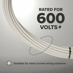 12 AWG White THHN / THWN – Stranded Copper Electrical Wire, 100 Feet (30 Meter)