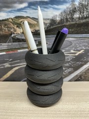 Motorcycle Tire Stack Pen Holder- Desk Organizer