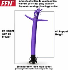 American Flag USA 8 Foot Tall Inflatable Tube Man Air Powered Waving Puppet,…