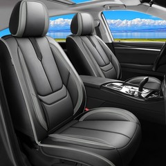 Car Seat Covers Hyundai Sonata 04-26 Leather Airbag 2Pc Front Black-Grey