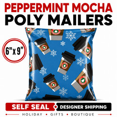 Peppermint Mocha Poly Mailers 6×9 Christmas Self Seal Shipping Bags
