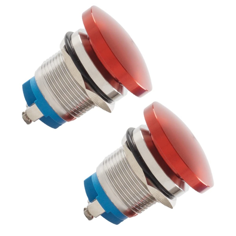 ZEFOXETO 2 Pcs Mushroom Head Push Button Switch, Momentary Waterproof IP65 Me…