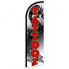 Tattoos Swooper Flag Only Windless 3′ Wide Sign Banner Black Red