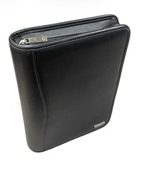 Franklin Covey Classic Zip Binder/ Planner -7 Ring Black Top Grain Leather