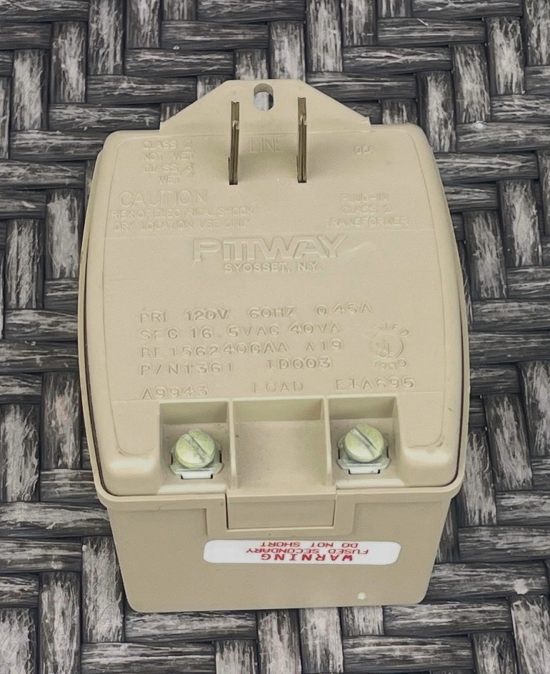 Pittway 1361 16.5VAC 40VA Class 2 Dry Location Plug-In Transformer