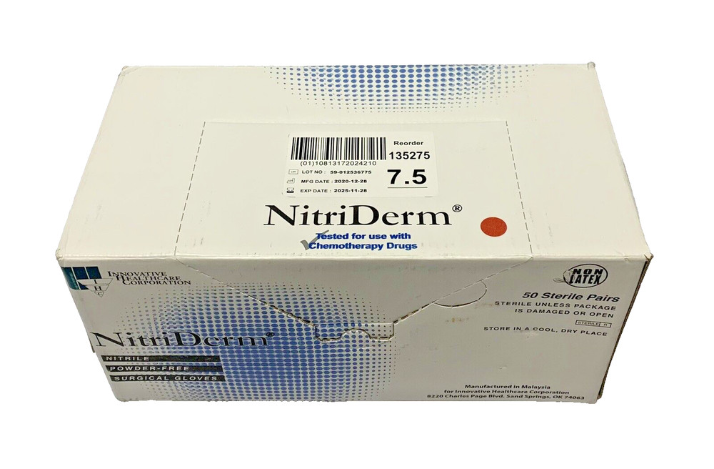 Innovative Healthcare Corp NitriDerm 135275 Nitrile Powder-Free Surgical Gloves