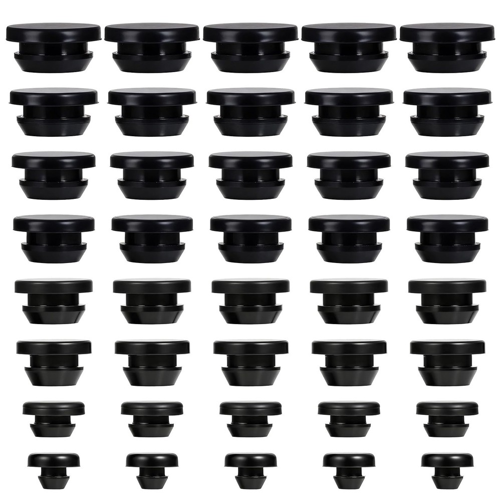40Pcs Rubber Plugs for Holes Assorted Sizes, Black Rubber Stoppers Grommets B…